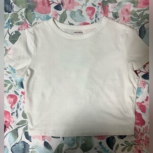 Wild Fable White Short Sleeve Crop Top